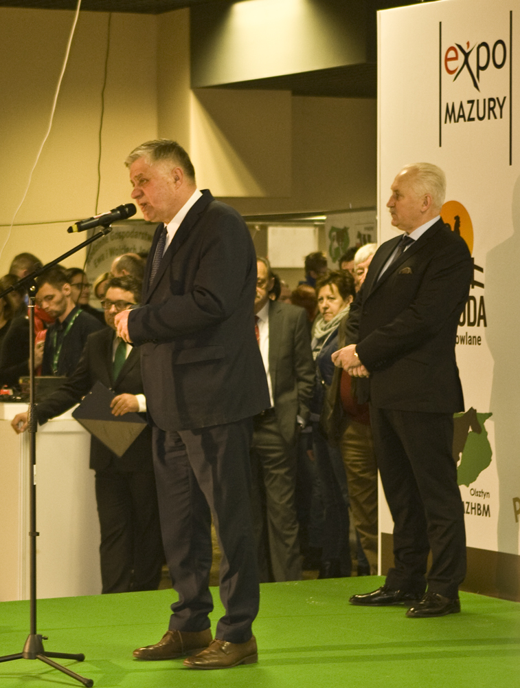 Uroczyste otwarcie Warmińsko-Mazurskiej Wystawy Zwierząt Hodowlanych i Targów Zagroda - głos zabiera Krzysztof Jurgiel, minister rolnictwa